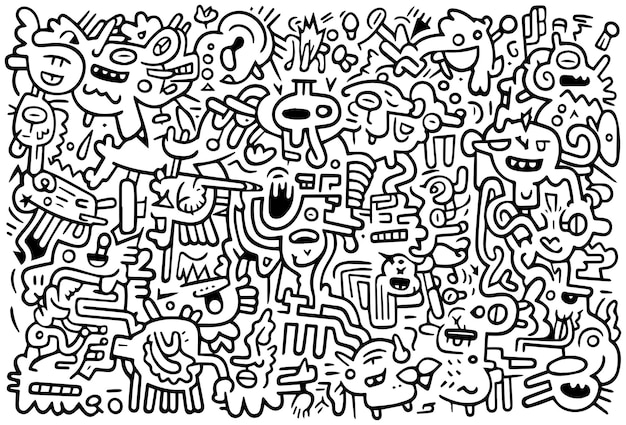 Vector doodle hand drawn simple trendy wallpaper doodle art pattern vector