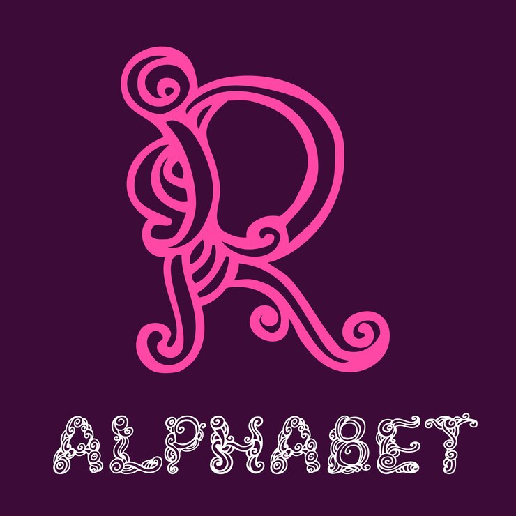 Vector doodle hand drawn sketch alphabet. letter r
