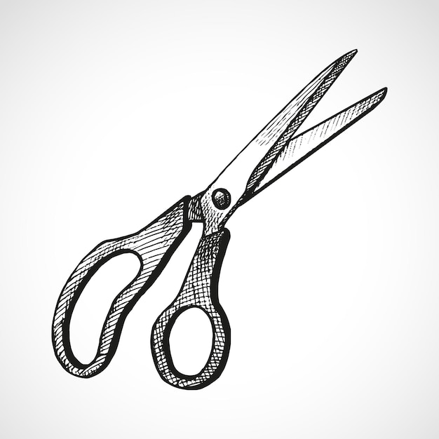 Vector doodle hand drawn stationery scissor