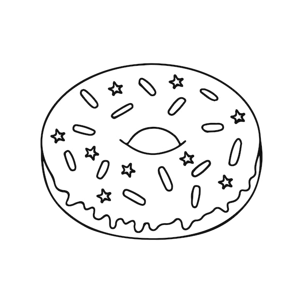 Doodle hand drawn sweet donut with sprinkles icon