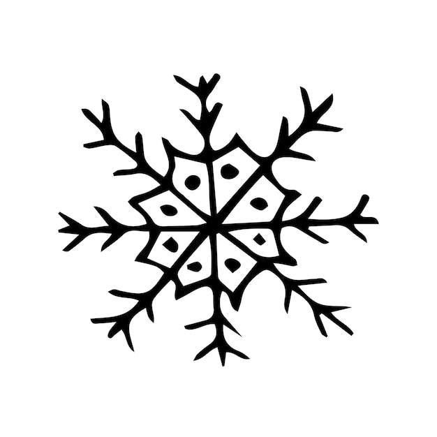 Каракули рисованной векторные иллюстрации снежинки Клип-арт, изолированные на белом фоне Высококачественная иллюстрация для украшения рождественских открыток домашнего декора печати