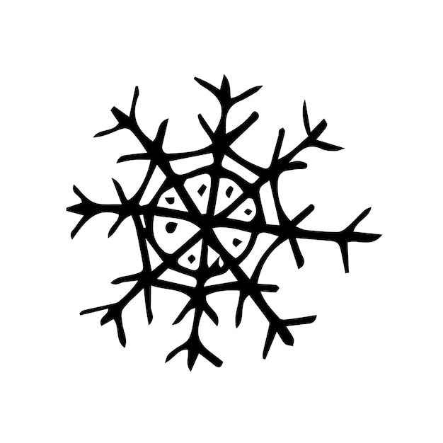 Doodle hand drawn vector snowflake illustration Clip art isolated on white background High quality illustration for decoration Christmas home decor print postcards