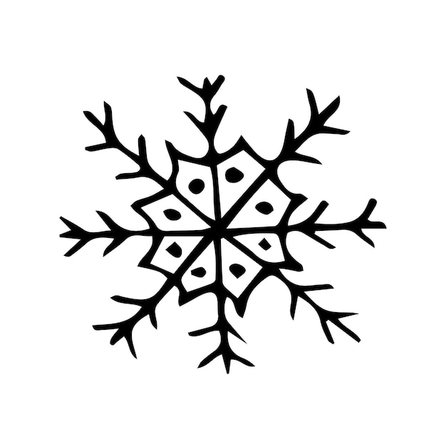 Doodle hand getrokken vector sneeuwvlok illustratie Clip art geïsoleerd op witte achtergrond Hoge kwaliteit illustratie voor decoratie Kerst home decor print postkaarten