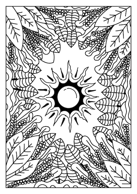 Лист и солнце, нарисованные вручную каракулями