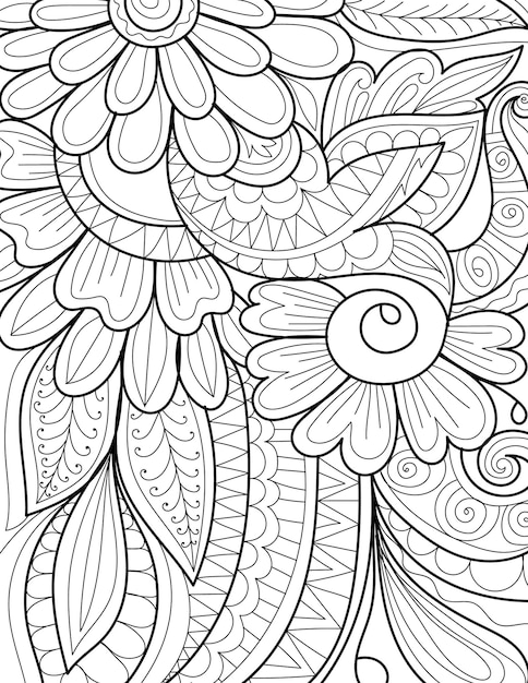 Vettore doodle disegnato a mano dettagliato mehndi design stile pagina del libro da colorare