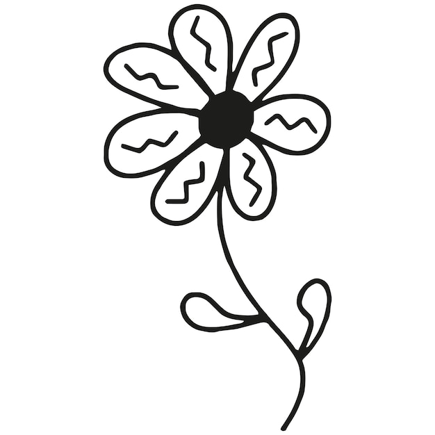 Doodle handgetekende bloem 3