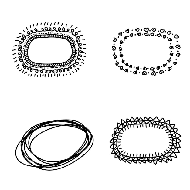 Vector doodle handgetekende frames instellen vectorillustratie