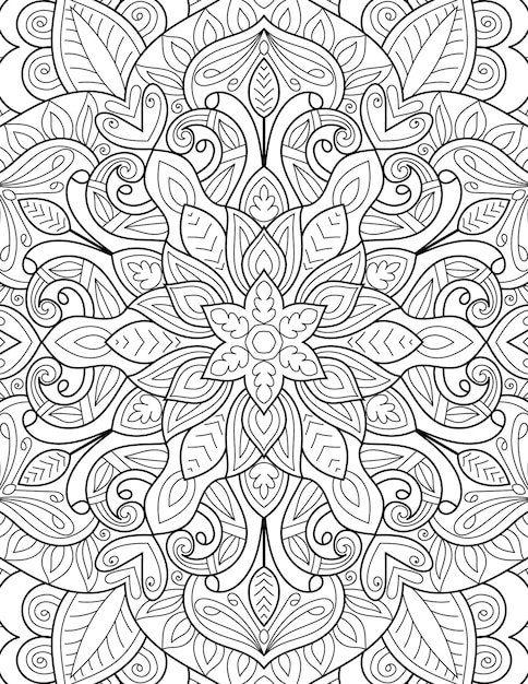 Doodle handgetekende mandala kleurplaat paginaoverzicht