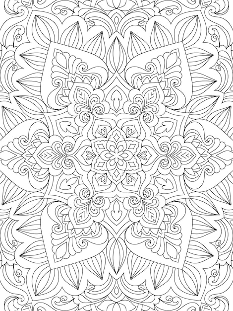 Doodle handgetekende mandala kleurplaat paginaoverzicht