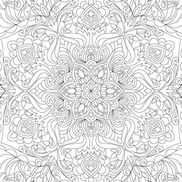 Doodle handgetekende mandala kleurplaat paginaoverzicht