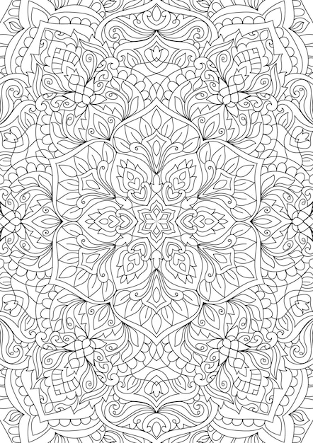 Vector doodle handgetekende mandala kleurplaat paginaoverzicht