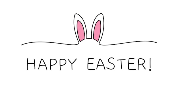 Vector doodle happy easter bunny ears scribble banner