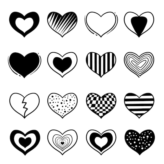 Doodle hart liefde met de hand getekende stijl Gratis Vector Afbeelding