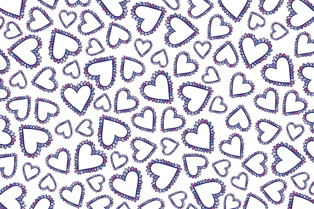 Vector doodle harten in naadloos patroon voor valentijnsdag achtergrond