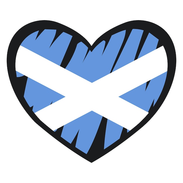 Doodle heart drawn in colors of scotland flag