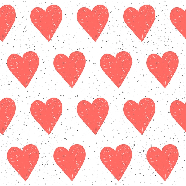 Doodle heart seamless background. Abstract childish pink heart pattern for design t-shirt, wedding card, bridal  invitation, valentine's day poster, brochures, album, scrapbook etc.