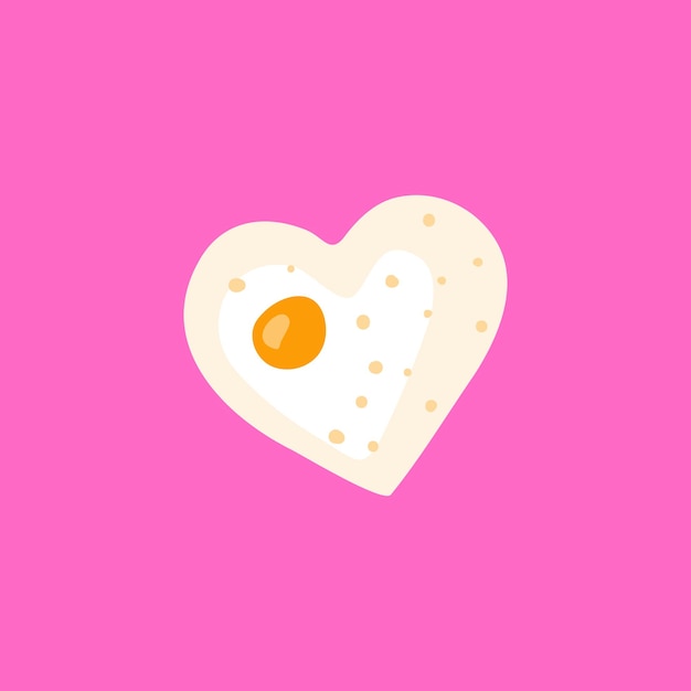 Doodle heart shaped fried egg