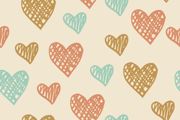 Doodle heart shapes vector doodle pattern Scribble hearts ornam