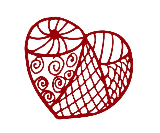 Doodle heart with swirls vector illustration elemento di design per il giorno di san valentino amore grazie giorno