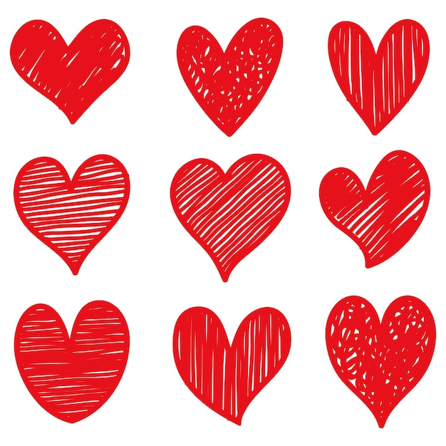 Doodle Hearts hand drawn love hearts Vector illustration