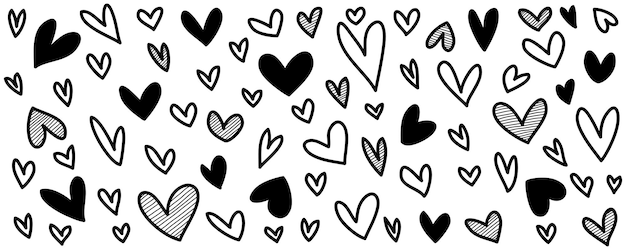 Vettore doodle hearts cuori di amore disegnati a mano illustrazione vettoriale