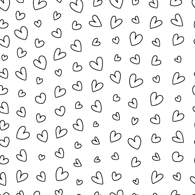 Doodle hearts seamless pattern Cute hearts isolated on white background