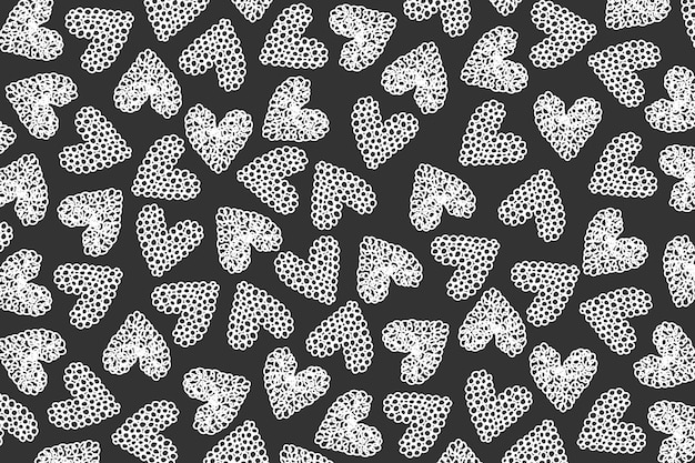 Doodle hearts in seamless pattern for Valentines day background