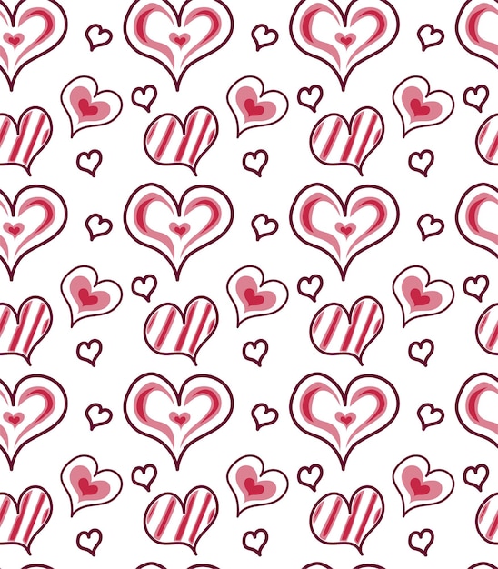 Каракули сердца с яркими цветами бесшовный узор в векторе день святого валентина день матери