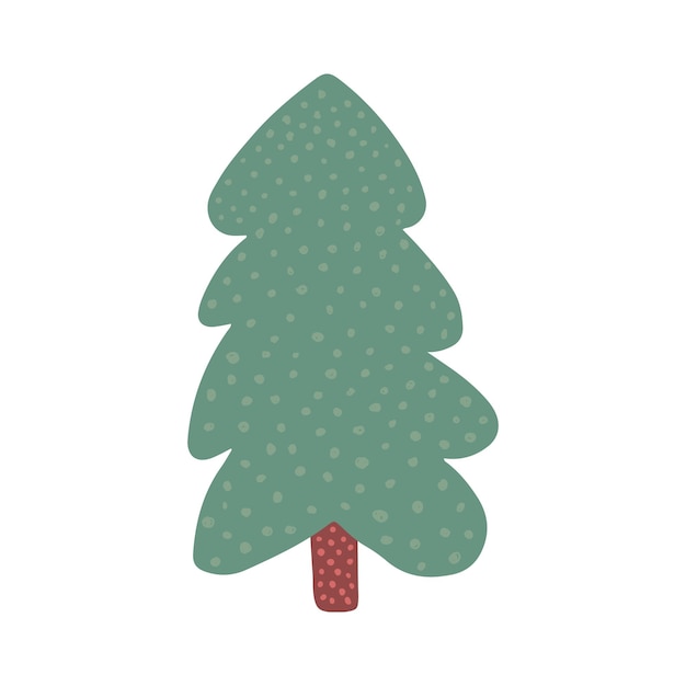 Doodle holiday fir symbol isolated on white background Hand drawn christmas tree