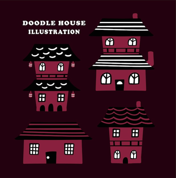 Doodle house illustration vector