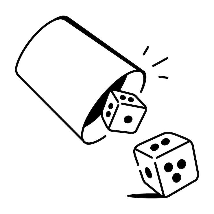 Vector doodle icon depicting a dice cup