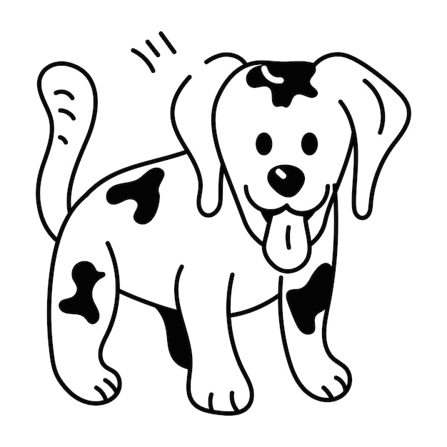 a doodle icon of dog with tongue out
