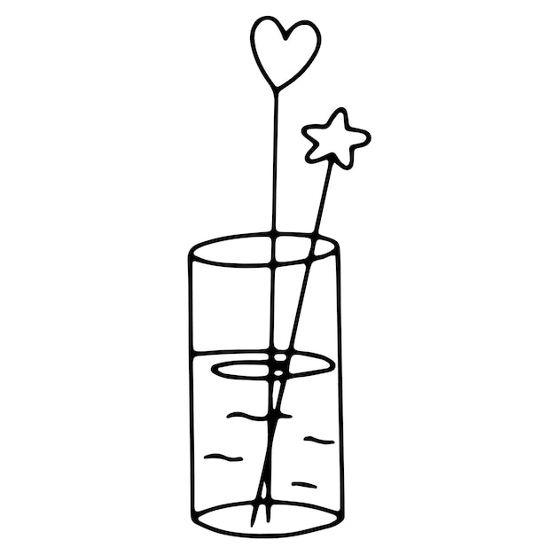 Doodle icon of a glass with a drink champagne cocktail