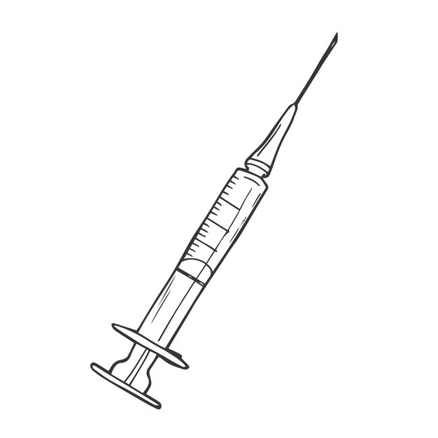 Doodle icon syringe vector illustration sketch