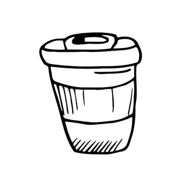 doodle icon take away coffee cup vector illustration