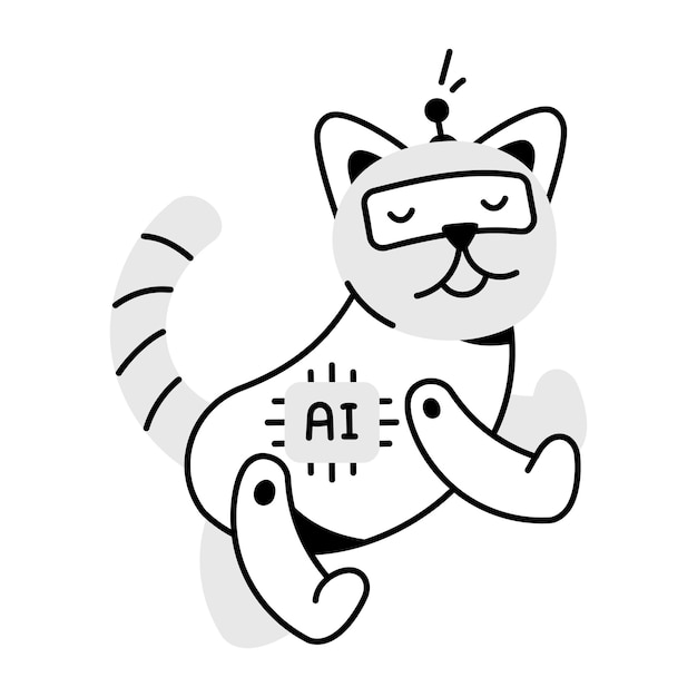 Doodle icoon van robot kat