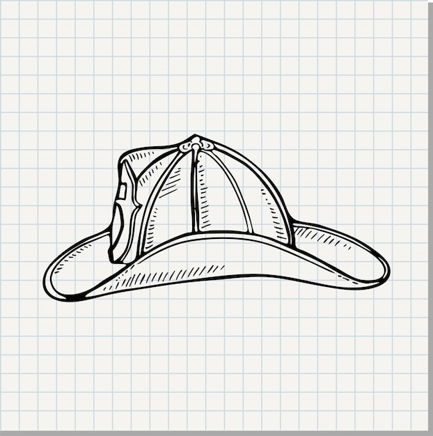 Vector doodle illustratie van een brandweerman helm