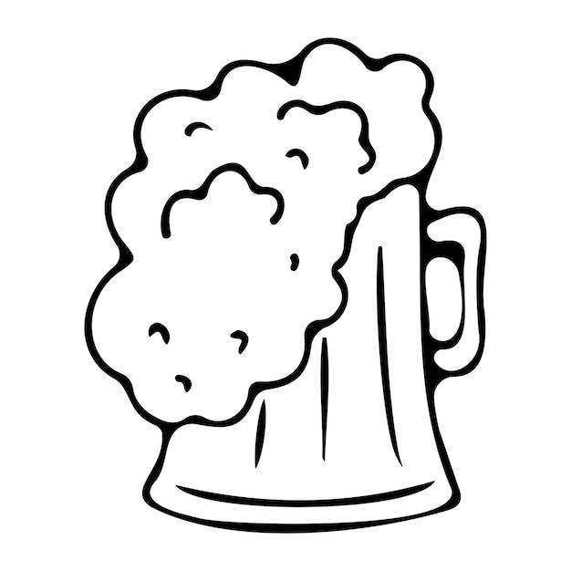 Vector doodle illustration of a glass of beer