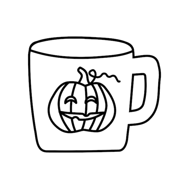 Doodle illustration of pumpkin cup