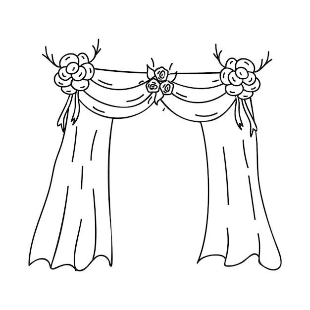 Doodle illustration of wedding arch with flowers