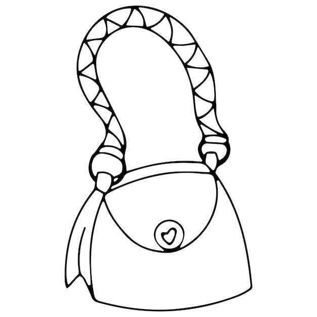 doodle illustration of a women's bag icon, vector