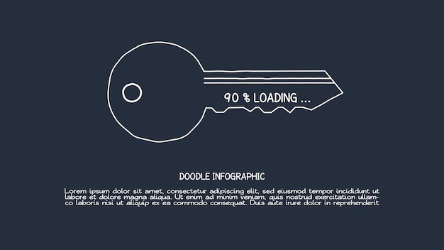 Vettore doodle elementi infografici con il 90 per cento modello per il web su uno sfondo scuro