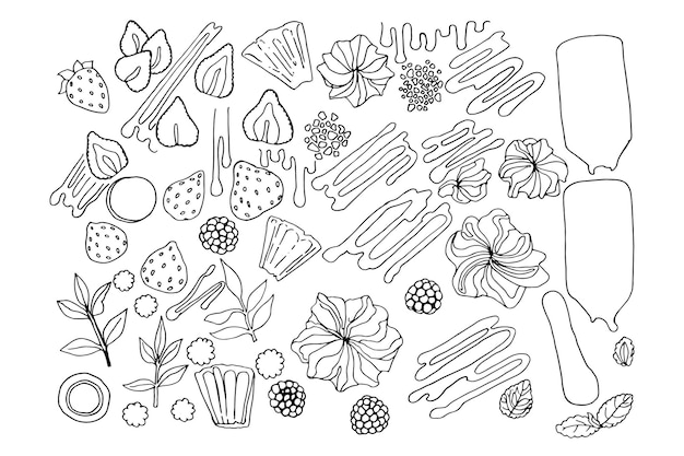 Vector doodle japanese sweets hand drawn sketch of traditional asian food vector flat illustration on white background