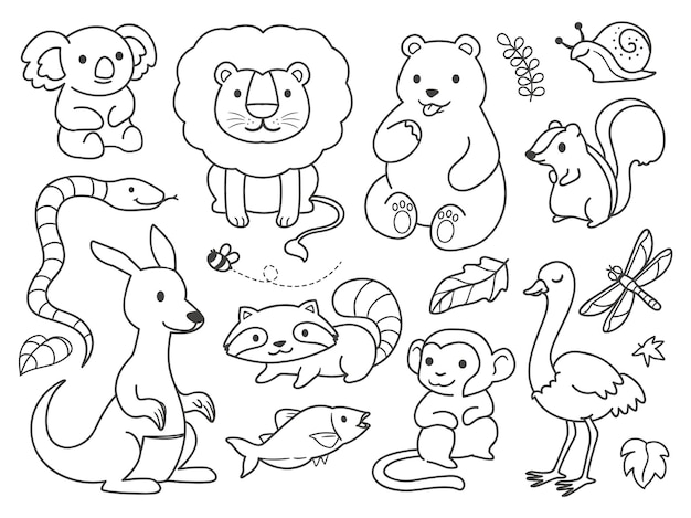 Doodle jungle animals 