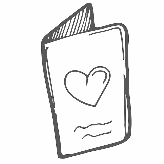 Doodle kaart Valentijnsdag hand getekende ansichtkaart met hart