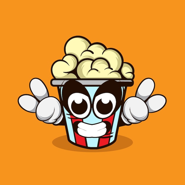 DOODLE KARAKTER VAN POPCORN IN DE EMMER