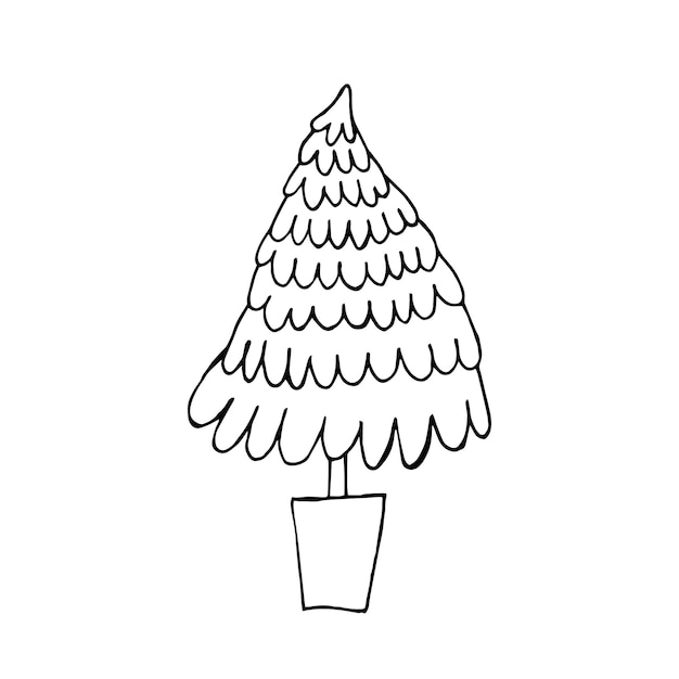 Doodle kerstboom illustratie Eenvoudige kerstboom doodle Pine tree illustratie