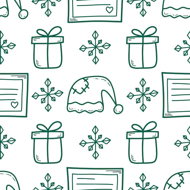 Doodle Kerstmis en Nieuwjaar vector naadloos patroon