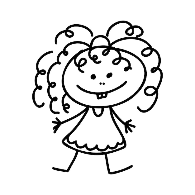 Doodle kid outline cartoon vector drawing child vector