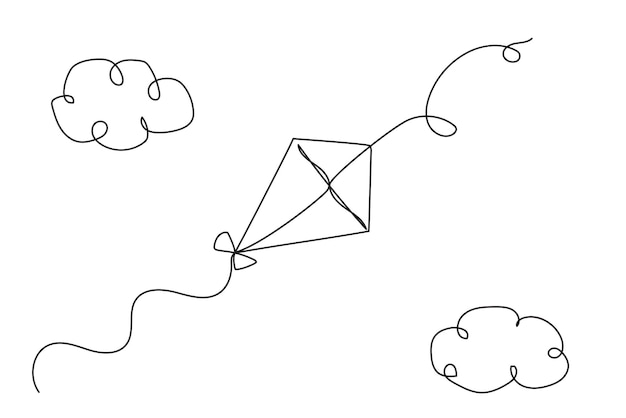 Doodle kite line for banner design. Vector illustration.